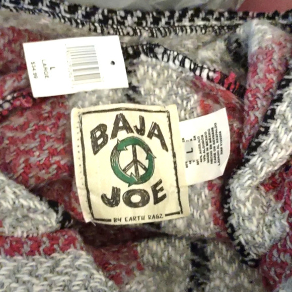 NWT Baja Joe Red and Gray Mexican  Hooded Pullover Size L - Picture 4 of 5
